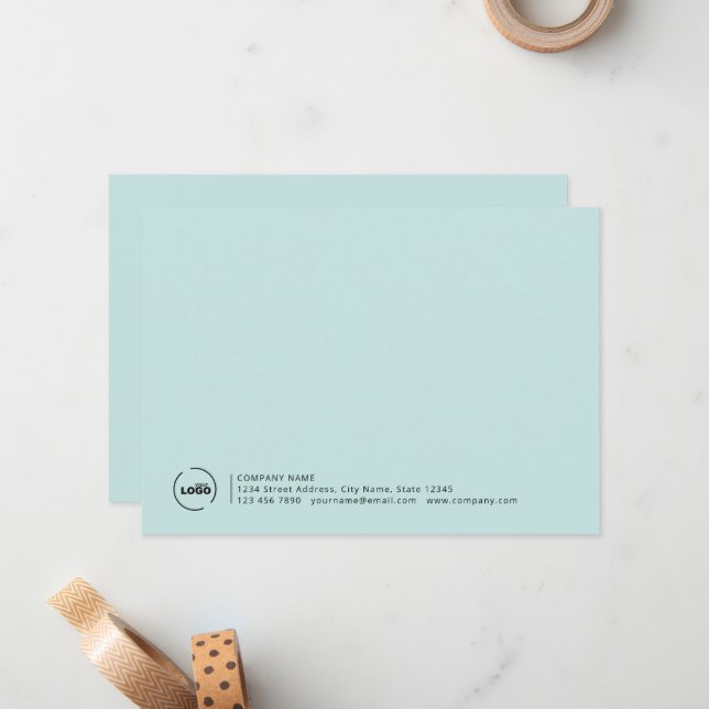 Carte De Correspondance Logo d'entreprise moderne clair Turquoise (Devant/Arrière en situation)