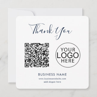 Carte De Correspondance Logo d'entreprise simple et code QR Merci