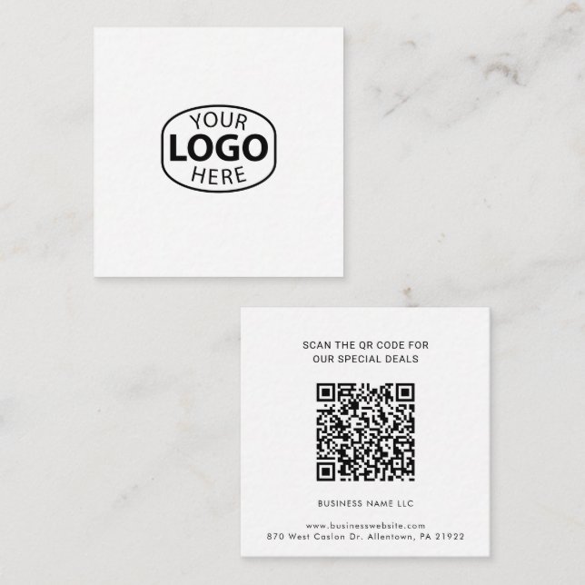 Carte De Correspondance Logo d'entreprise simple personnalisé Code QR (Devant / Derrière)