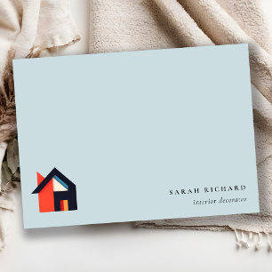Carte De Correspondance Logo moderne Coloré Maison Realtor Bleu Rouge Oran