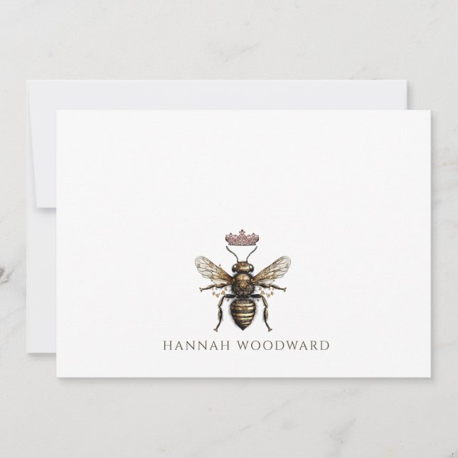 Carte De Correspondance Logo Personnalisé Elegant Queen Bee Crown (Devant)