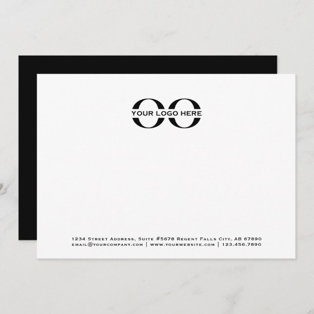 Carte De Correspondance Logo professionnel noir et blanc 5x7 (Devant / Derrière)
