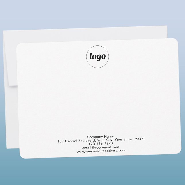 Carte De Correspondance Logo Simple Professionnel (Simple logo with custom text business branding promotional notecard stationery)