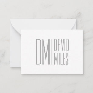 Carte De Correspondance Logo Stylish Minimal & Modern Grey Initiales & Nom