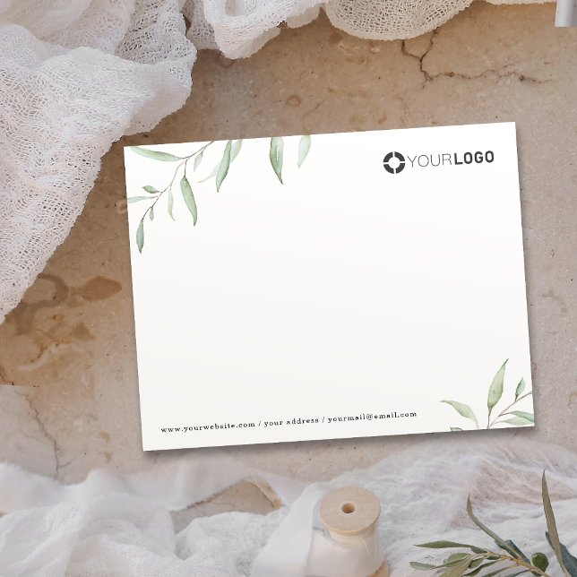 Carte De Correspondance Logo vert rustique minimal entreprise papeterie (Minimal rustic greenery logo business Stationery Note Card)