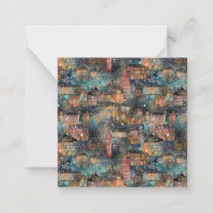 Carte De Correspondance Londres à Noël et au Nouvel An en aquarelles