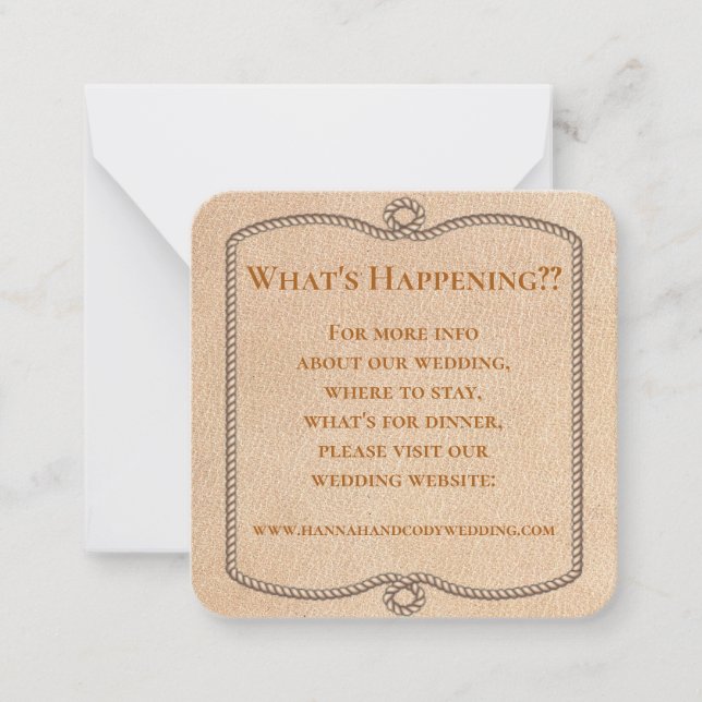 Carte De Correspondance Longhorn Western Mariage Info Card (Devant)