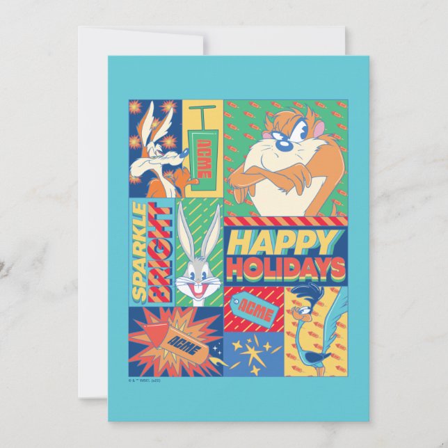 Carte De Correspondance LOONEY TUNES™ | Étincelles Brillantes Joyeuses Fêt (Devant)