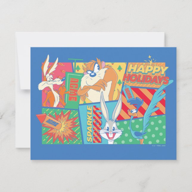 Carte De Correspondance LOONEY TUNES™ | Motif Joyeux Noël (Devant)