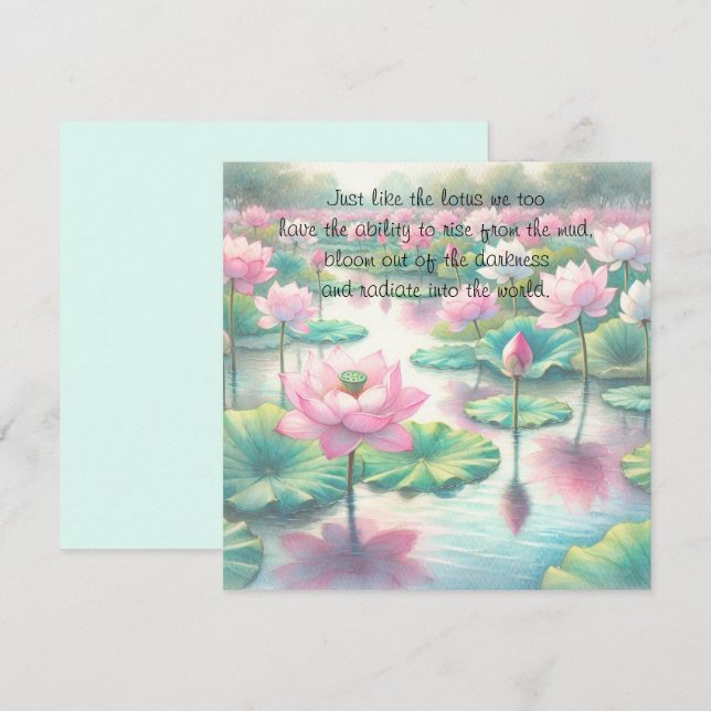 Carte De Correspondance Lotus Flowers & Citation (Devant / Derrière)