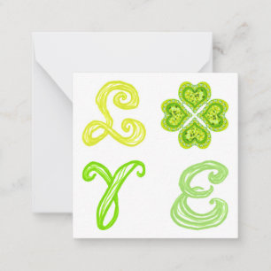 Carte De Correspondance LOVE 4 Leaf Diamonds Joyeux St Patrick fabric