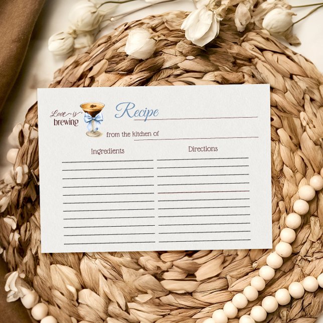 Carte De Correspondance Love is Brewing Bow Coffee Bridal Shower Recipe (Créateur téléchargé)