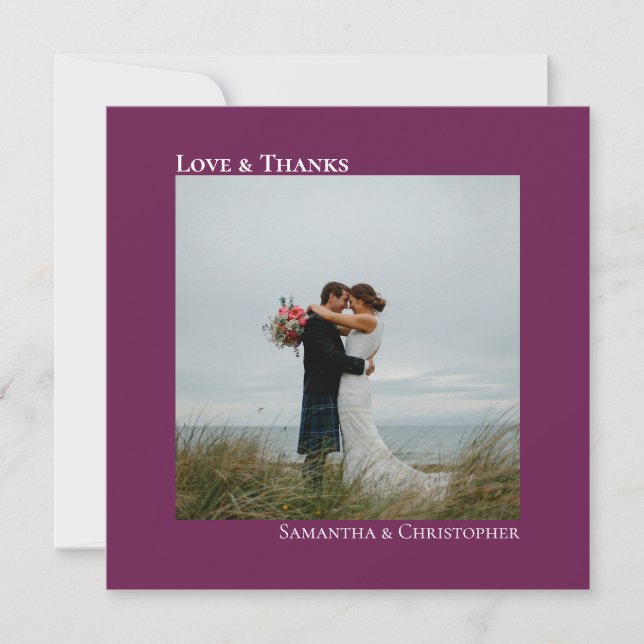 Carte De Correspondance Love Merci Cassis Purple Mariage Photo Merci (Devant)