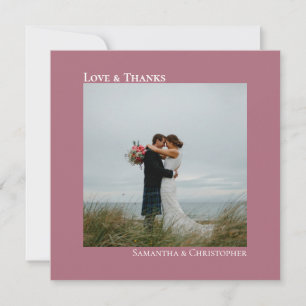 Carte De Correspondance Love & Merci Minimal Dusty Rose Photo Mariage