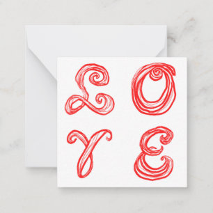 Carte De Correspondance LOVE mot art tissu police lettres rouges