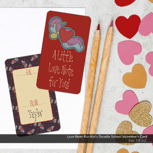Carte De Correspondance Love Note Pun Kid's Doodle School Valentine's Card