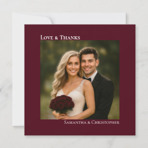 Carte De Correspondance Love & Thanks Bordeaux Remerciement de Mariage Pho