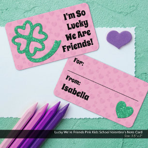 Carte De Correspondance Lucky We are Friends Pink Kids School Valentine's