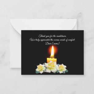 Carte De Correspondance Lumière De Bougie Sur Fleur Après Merci Funéraire