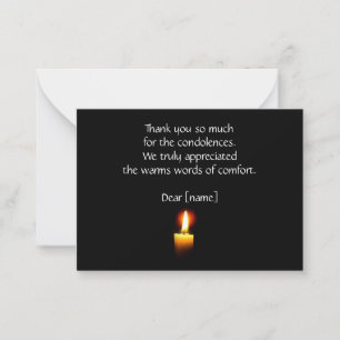Carte De Correspondance Lumière De Bougie Sur Noir Après Merci Funéraire