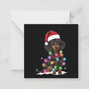 Carte De Correspondance Lumières de Noël de teckel avec neige