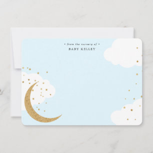 Carte De Correspondance Lune et étoiles, Bébé Bleu Personnalisé Appartemen