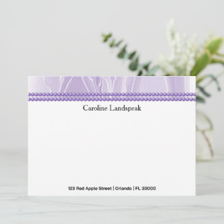 Carte De Correspondance Luxury correspondence Custom Purple Silk & Pearls