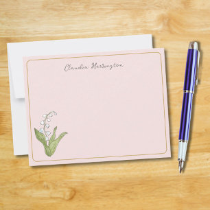 Carte De Correspondance Lys de la Vallée Florale Fille Botanique Rose