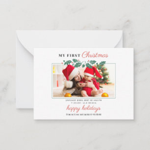 Carte De Correspondance Ma première photo de bébé de Noël pour les fêtes