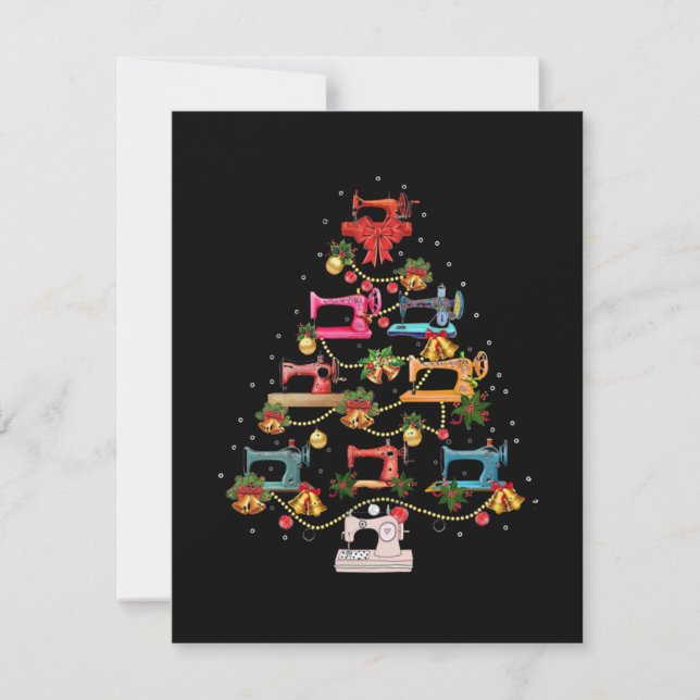Carte De Correspondance Machine à coudre Arbre de Noël (Devant)