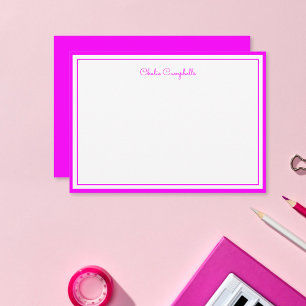 Carte De Correspondance Magenta minimaliste, 2 frontières, signature