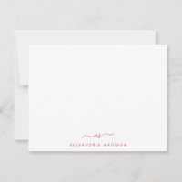 Magenta Pink Script Monogramme Cute Laveuse papete
