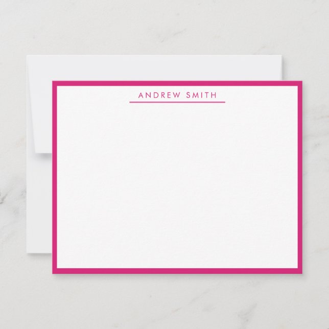Carte De Correspondance Magenta rose simple ligne moderne classique minima (Devant)