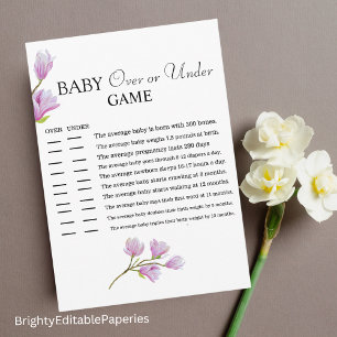 Carte De Correspondance Magnolia Blossom Over or Under Baby shower Game