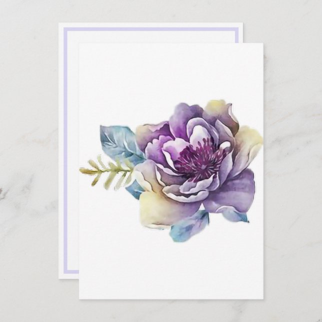 Carte De Correspondance Magnolia Violet De Votre Bureau Un Personnel (Devant / Derrière)