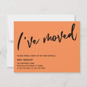 Carte De Correspondance Main décontractée J'ai déplacé Orange Nouvelle car