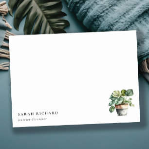 Carte De Correspondance Maison à feuilles potées Plantes Aquarelle Botaniq