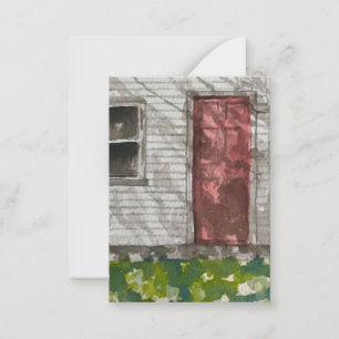 Carte De Correspondance Maison blanche porte rouge art aquarelle