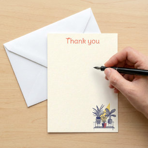 Carte De Correspondance Maison en pot moderne plante Botanique merci