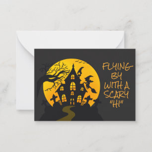 Carte De Correspondance Maison hantée de sorcière effrayante Halloween Cla