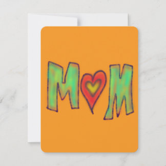 Carte De Correspondance Maman avec cœur dessin à la main Art Jaune