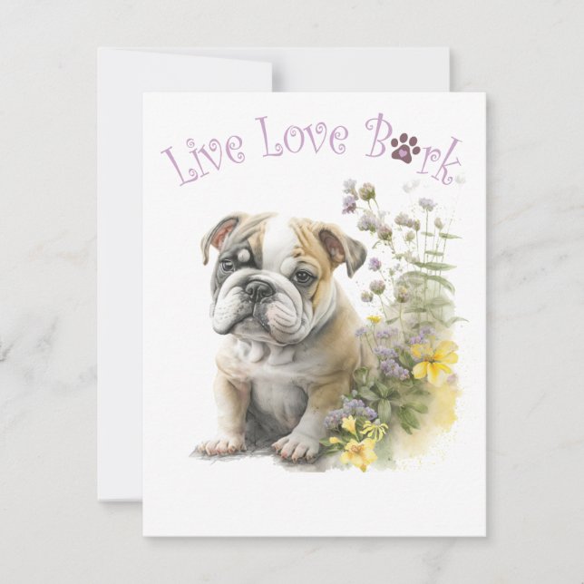 Carte De Correspondance Maman Bulldog Fleurie (Devant)