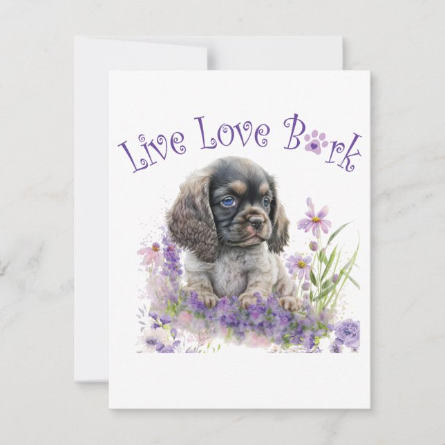 Carte De Correspondance Maman Chien Cocker Spaniel Floral (Devant)