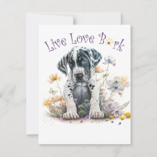 Carte De Correspondance Maman Chien Grand Danois Floral