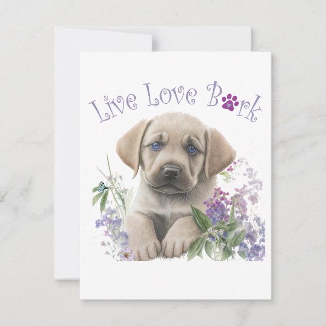 Carte De Correspondance Maman Chien Labrador Floral (Devant)