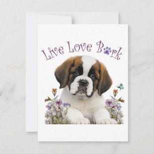 Carte De Correspondance Maman chien St. Bernard Floral
