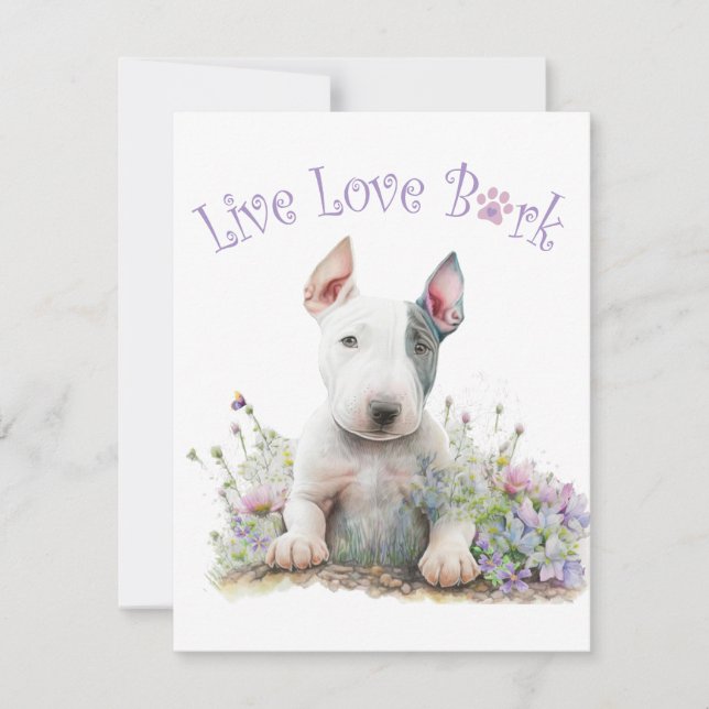 Carte De Correspondance Maman de Bull Terrier Fleurie (Devant)