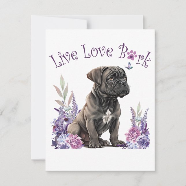 Carte De Correspondance Maman de Cane Corso Fleurie (Devant)