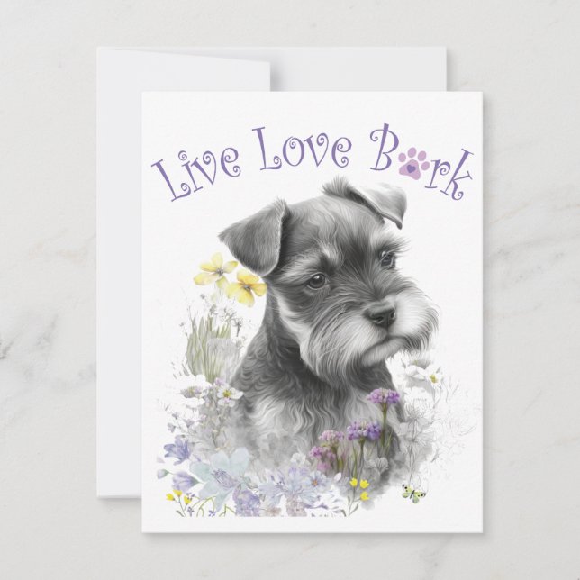 Carte De Correspondance Maman de Schnauzer Fleurs (Devant)