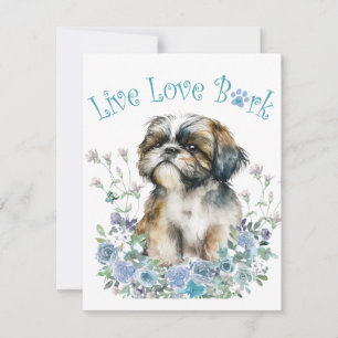 Carte De Correspondance Maman de Shih Tzu Floral